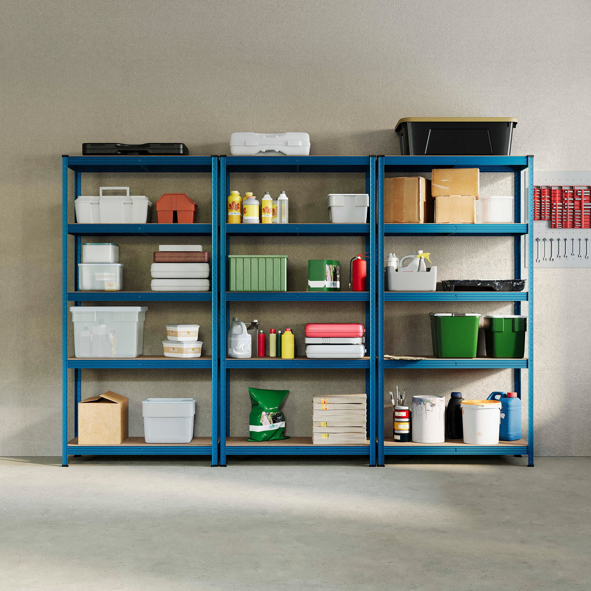 5-Tier Shelf, Blue - 3 Bay