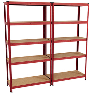 5-Tier Shelf, Red - 2 Bay