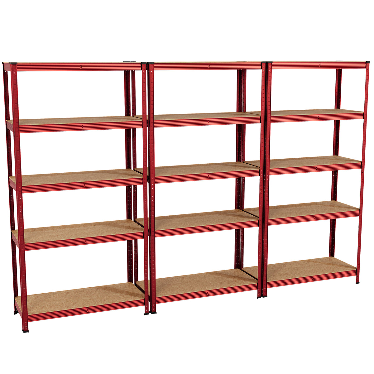 5-Tier Shelf, Red - 3 Bay