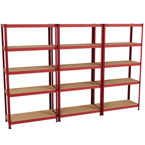5-Tier Shelf, Red - 3 Bay