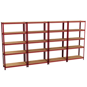 5-Tier Shelf, Red - 4 Bay