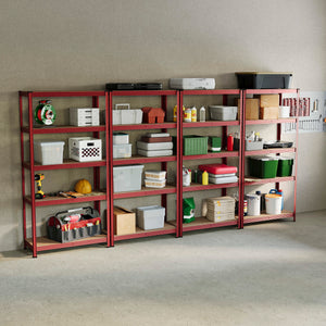 5-Tier Shelf, Red - 4 Bay