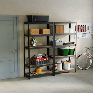 5-Tier Shelf, Large, Black - 2 Bay