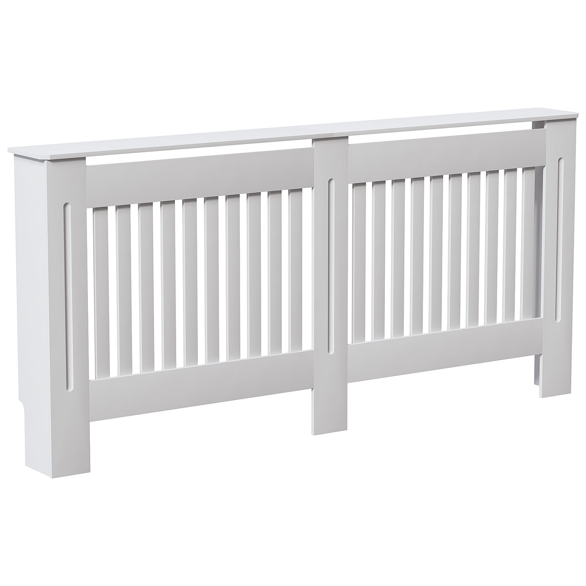 Extra Large White Chelsea radiator cover with decorative slatted front.
