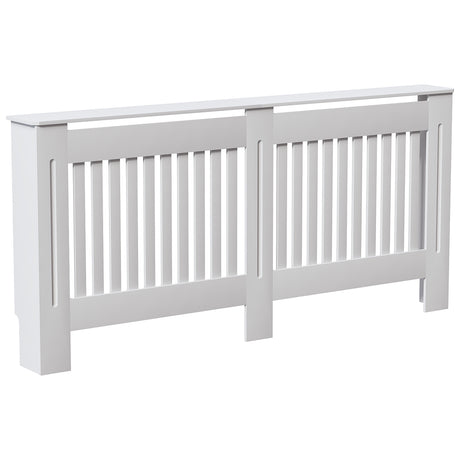 Extra Large White Chelsea radiator cover with decorative slatted front.

