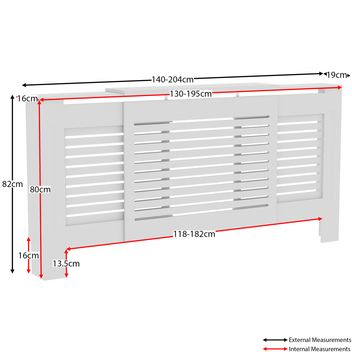 Milton Radiator Cover - White, Adjustable, Horizontal Grille Design
