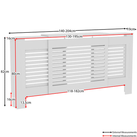 Milton Radiator Cover - White, Adjustable, Horizontal Grille Design
