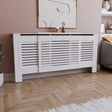 Milton Radiator Cover - White, Adjustable, Horizontal Grille Design
