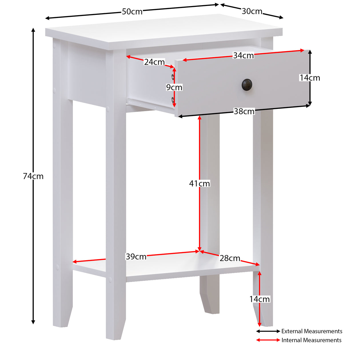 Windsor 1-Drawer Console Table - White