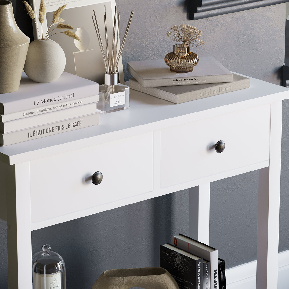 Windsor 2-Drawer Console Table - White