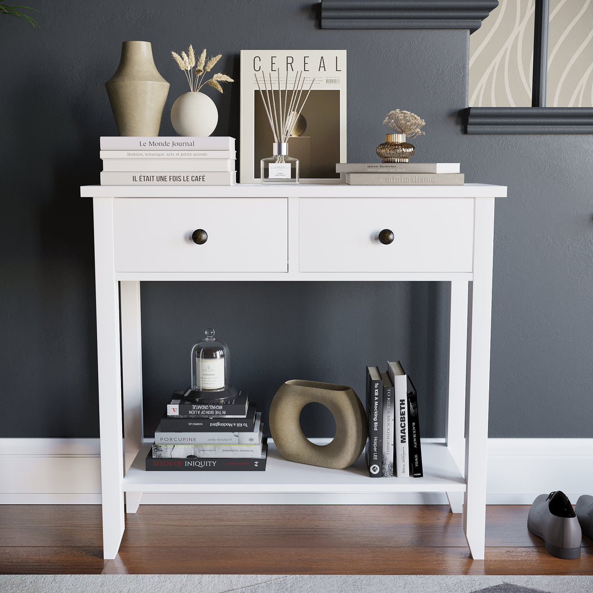 Windsor 2-Drawer Console Table - White