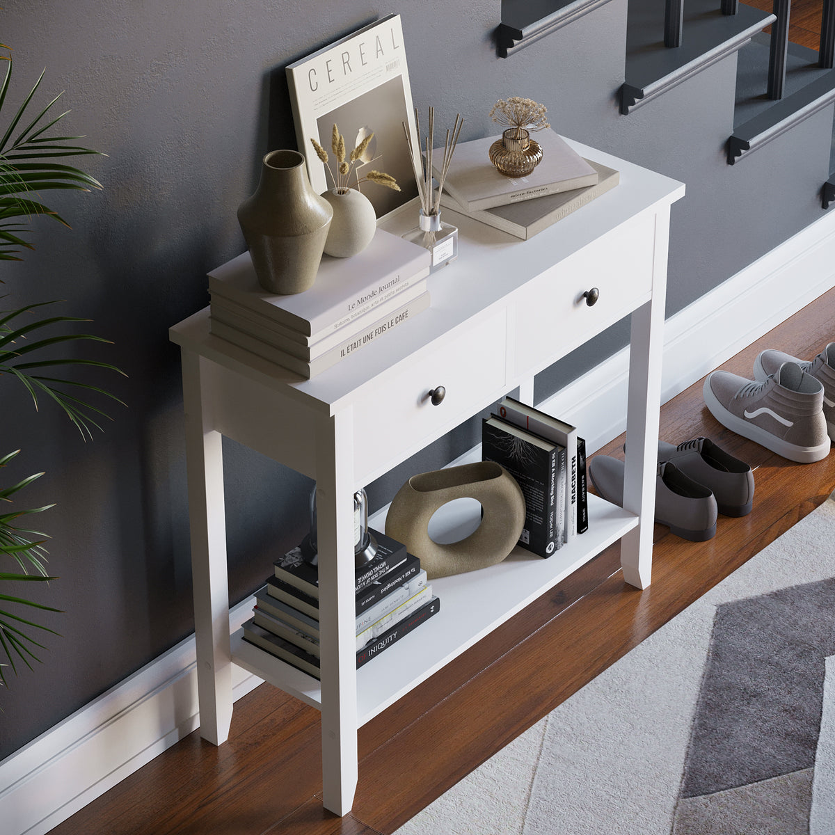 Windsor 2-Drawer Console Table - White