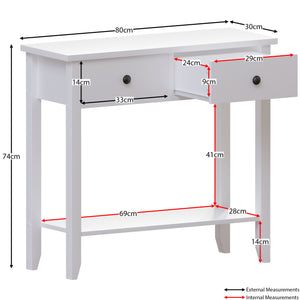 Windsor 2-Drawer Console Table - White