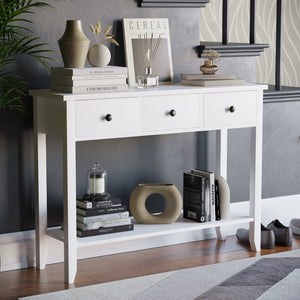 Windsor 3-Drawer Console Table - White