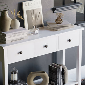 Windsor 3-Drawer Console Table - White