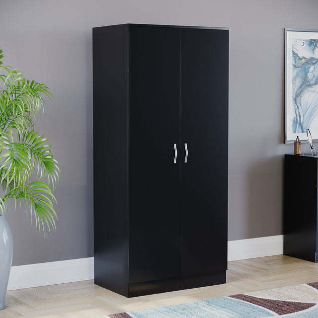 Riano 2 Door Wardrobe for Bedroom Storage - Black

