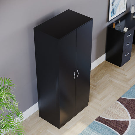 Riano 2 Door Wardrobe for Bedroom Storage - Black
