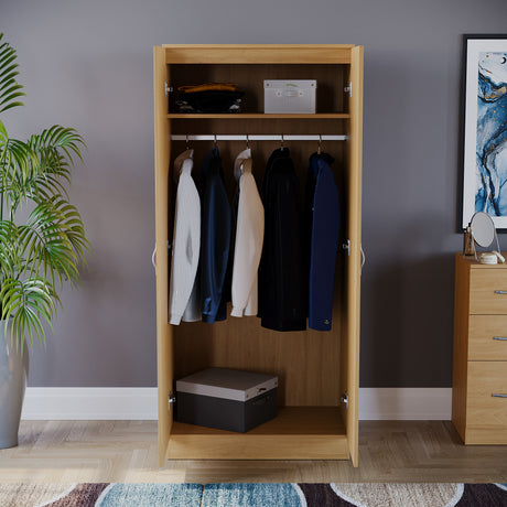 Riano 2 Door Wardrobe for Bedroom Storage - Pine
