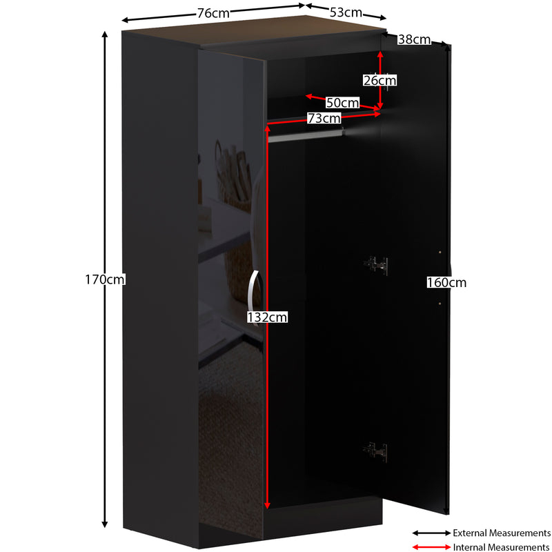 Hulio 2-Door Wardrobe - Black