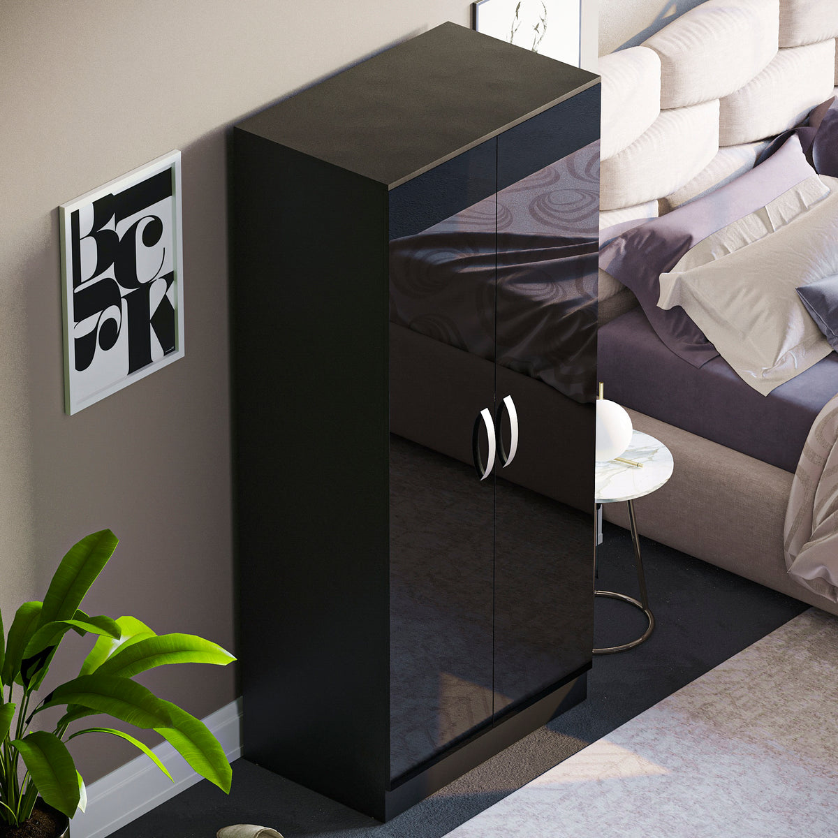 Hulio 2-Door Wardrobe - Black