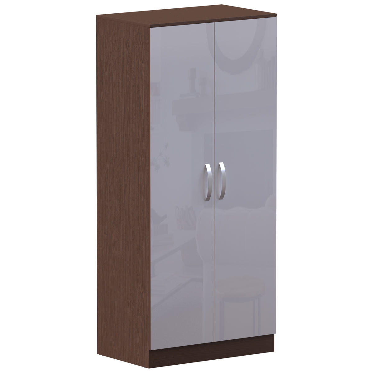 Hulio 2-Door Wardrobe - Walnut & White