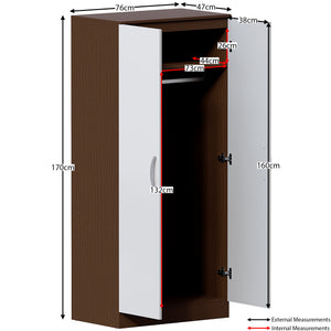 Hulio 2-Door Wardrobe - Walnut & White