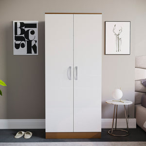 Hulio 2-Door Wardrobe - Walnut & White