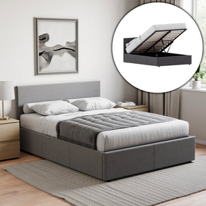 Veronica Double Linen Ottoman Bed, Dark Grey UKFR