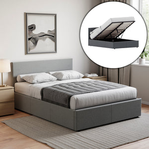 Veronica Double Linen Ottoman Bed, Light Grey UKFR