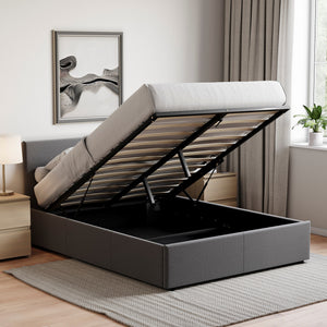 Veronica King Size Linen Ottoman Bed, Dark Grey UKFR