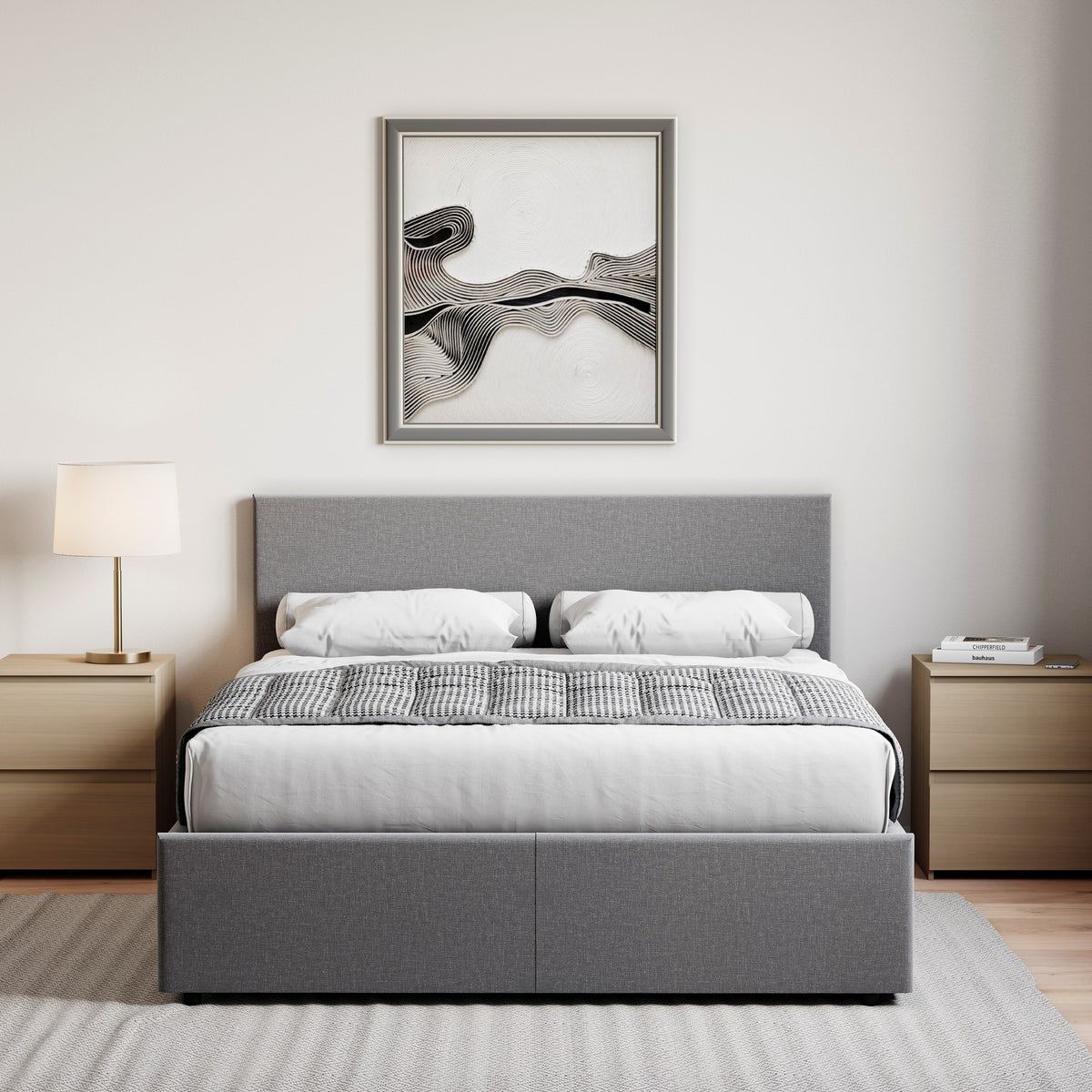 Veronica King Size Linen Ottoman Bed, Dark Grey UKFR