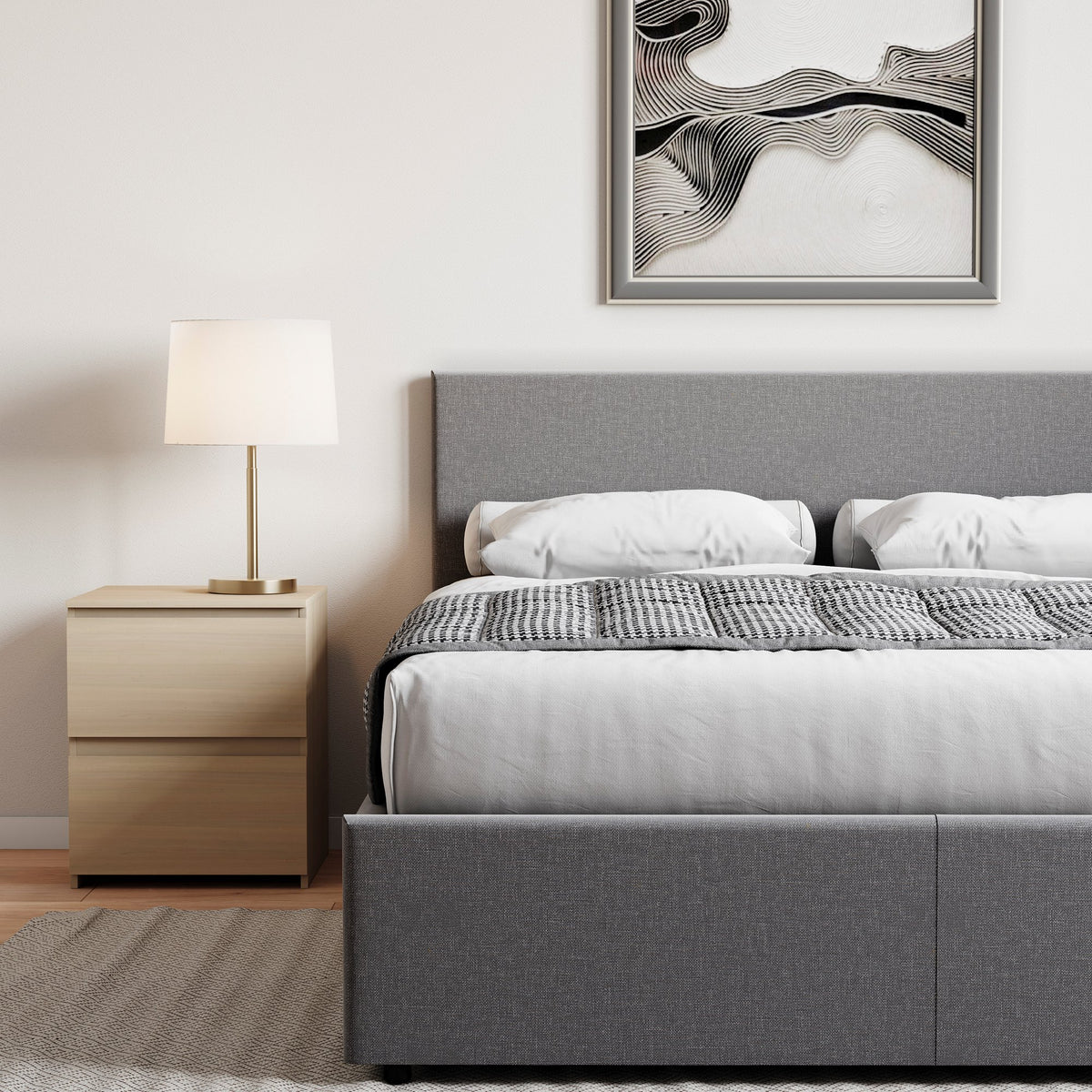 Veronica King Size Linen Ottoman Bed, Dark Grey UKFR