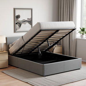 Veronica King Size Linen Ottoman Bed, Light Grey UKFR
