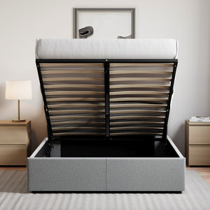 Veronica King Size Linen Ottoman Bed, Light Grey UKFR