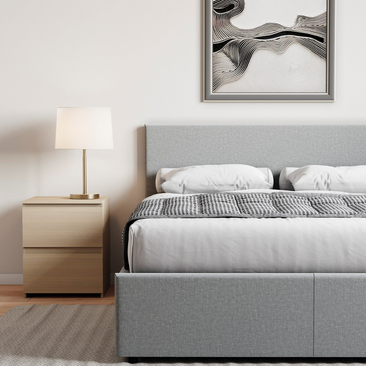 Veronica King Size Linen Ottoman Bed, Light Grey UKFR