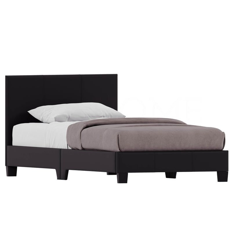 Lisbon Single Faux Leather Bed, Black UKFR