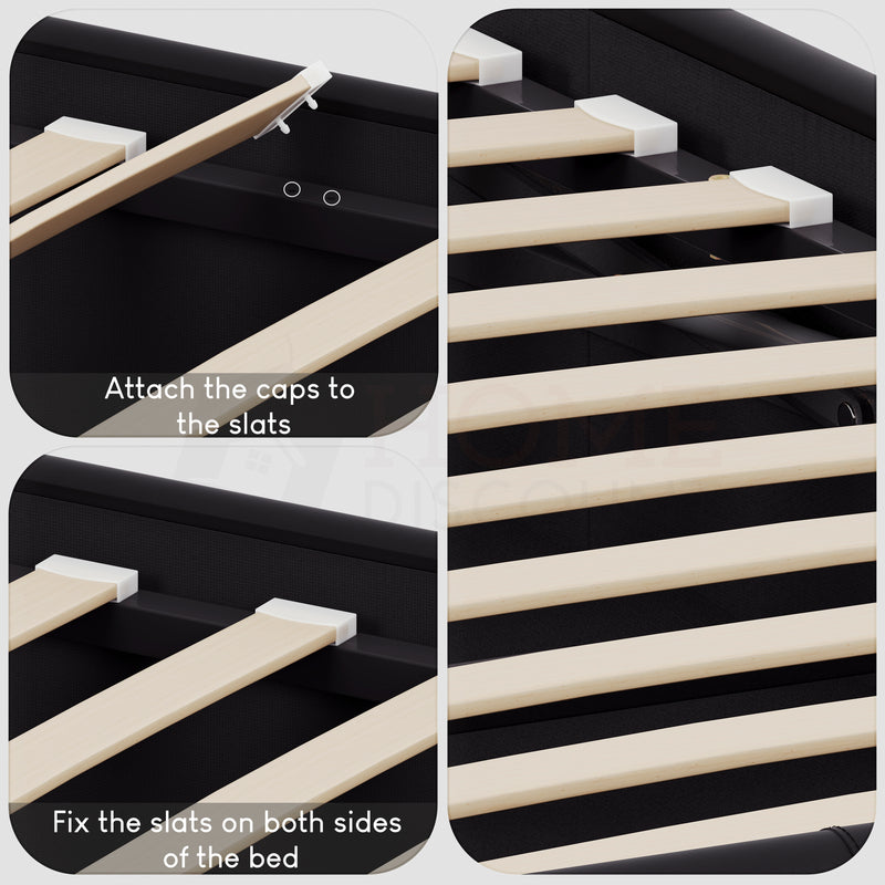 Lisbon Single Faux Leather Bed, Black UKFR