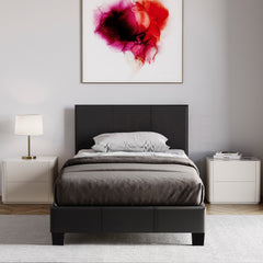 Lisbon Single Faux Leather Bed, Black UKFR