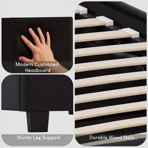 Lisbon King Size Faux Leather Bed, Black UKFR