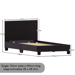 Lisbon Single Faux Leather Bed, Brown UKFR