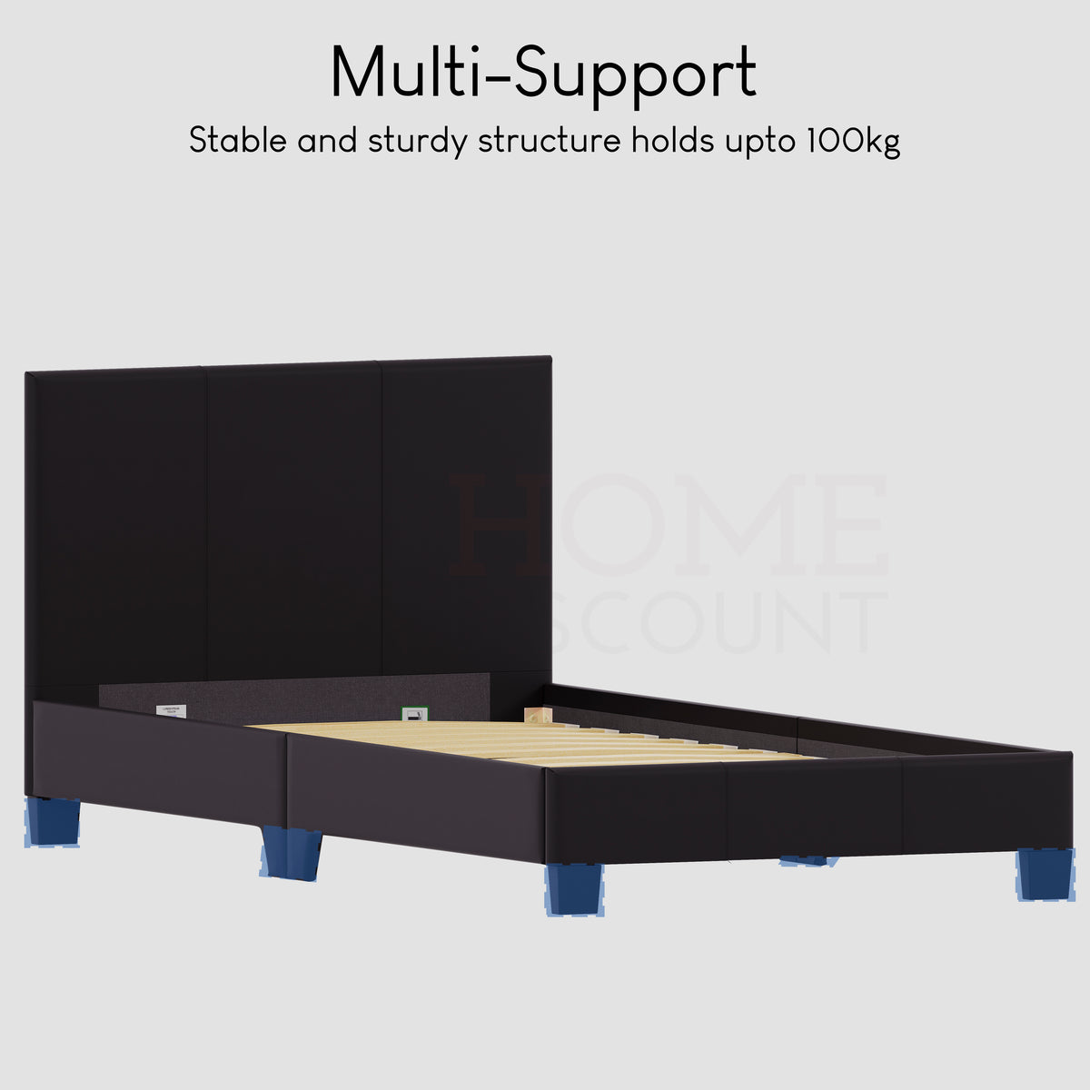 Lisbon Single Faux Leather Bed, Brown UKFR