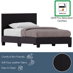 Lisbon Single Faux Leather Bed, Brown UKFR