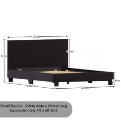 Lisbon Small Double Faux Leather Bed, Brown UKFR
