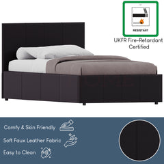 Lisbon Single Ottoman Faux Leather Bed, Brown UKFR