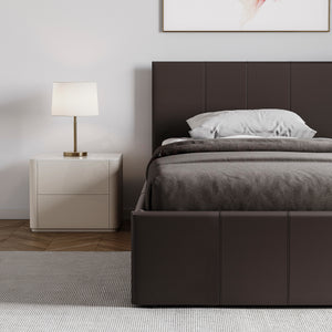 Lisbon Single Ottoman Faux Leather Bed, Brown UKFR