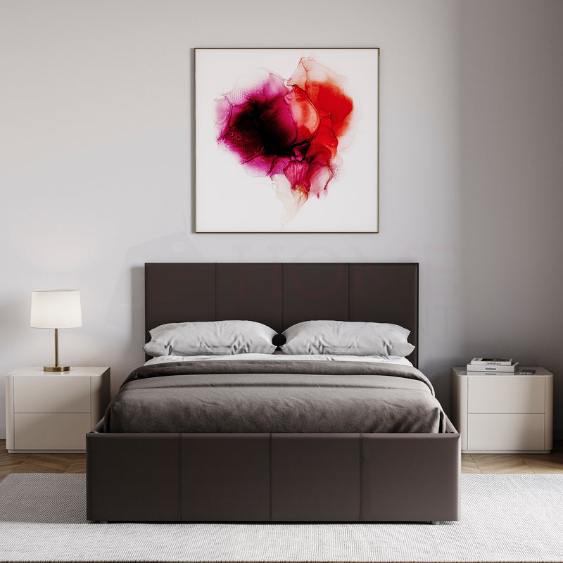 Lisbon Small Double Ottoman Faux Leather Bed, Brown UKFR