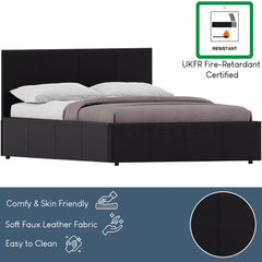 Lisbon King Size Ottoman Faux Leather Bed, Brown UKFR