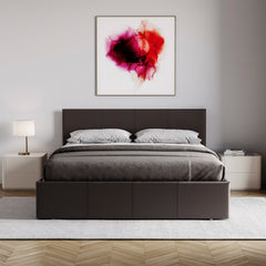 Lisbon King Size Ottoman Faux Leather Bed, Brown UKFR
