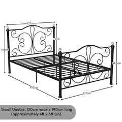 Chicago Small Double Metal Bed - Black