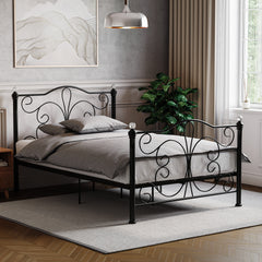 Chicago Small Double Metal Bed - Black